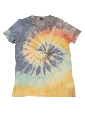 ASOS Shirt Medium Pastel Tie Dye Spiral Cotton Tee Hippie Festival 420 Relaxed